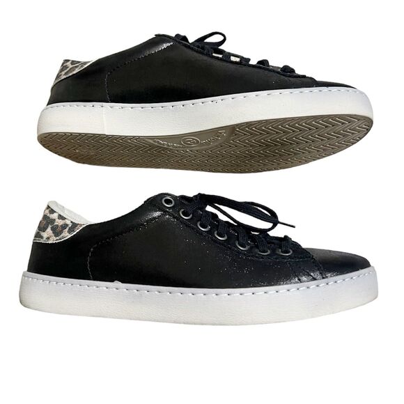 Victoria Leather Black Metallic Leopard Sneakers Sz 39 US 8 Made in Spain - Picture 5 of 7